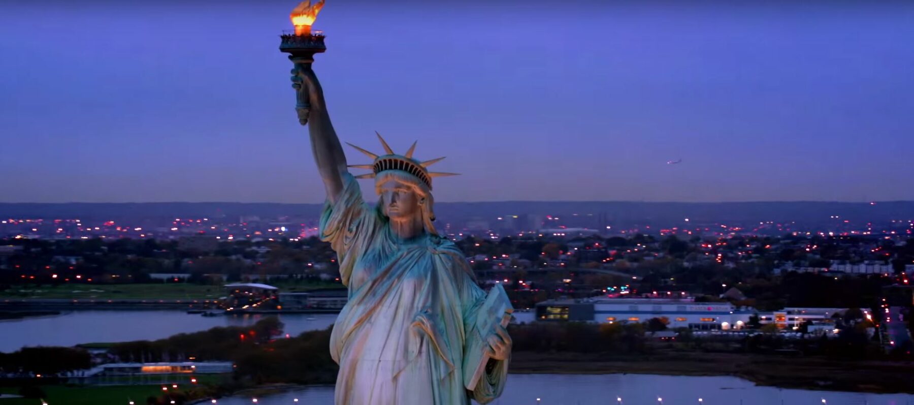 Statue of Liberty with blue sky background