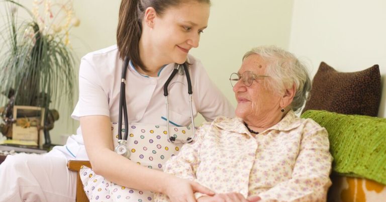 nurse with elderly woman