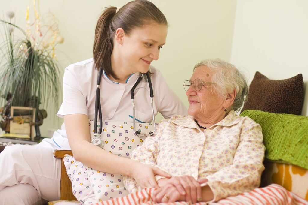 nurse with elderly woman