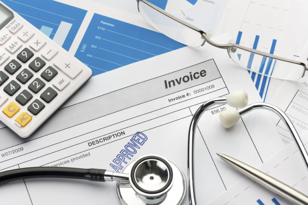 Approved Medical bill with stethoscope