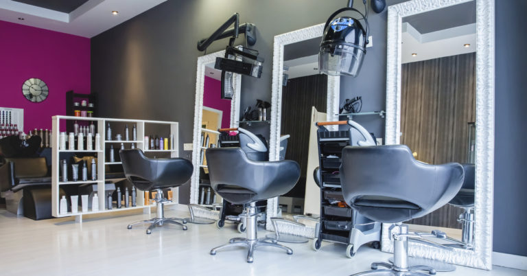 Interior of empty modern hair and beauty salon