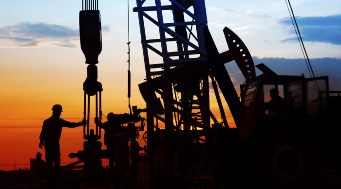 oil field, the oil workers are working
