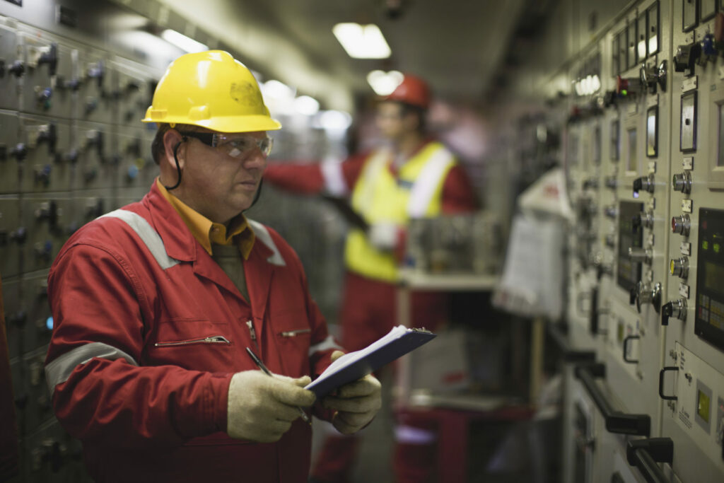 worker checks energy