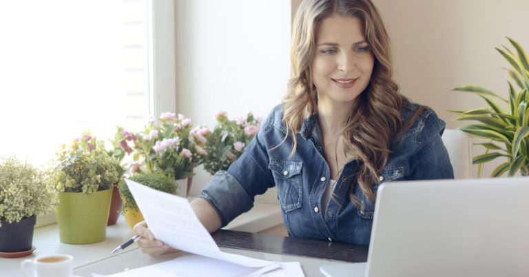 woman working on computer