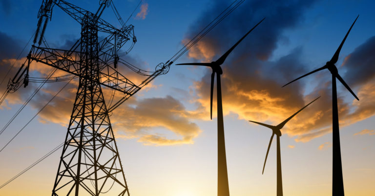 High voltage tower and wind turbines