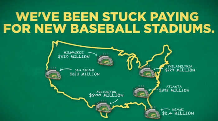 We've been stuck paying for new baseball stadiums map