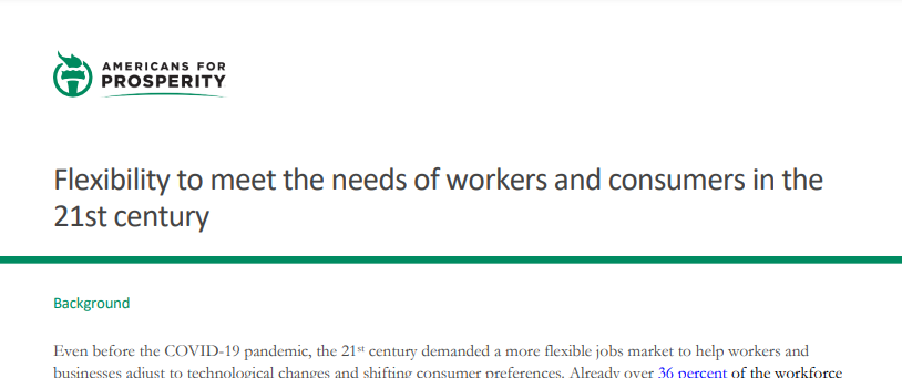 Workers want freedom and flexibility regarding their careers and their hours. These reforms can help lawmakers provide the flexibility to meet the needs of workers in the 21st century economy. 