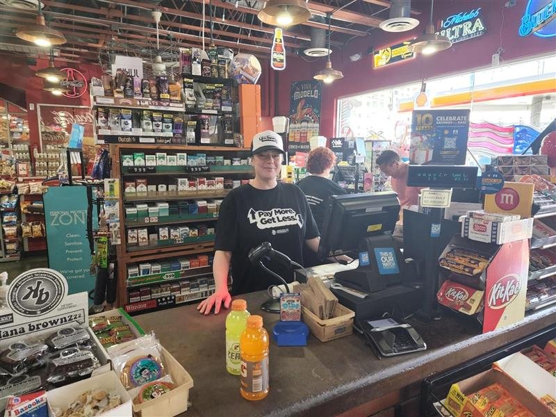 A cashier at Jay's Market, the location for AFP's Las Vegas True Cost of Washington tour stop. The purpose of the event was to lower the cost of gas for customers and educate them about how Washington's reckless government spending was driving up gas prices. 