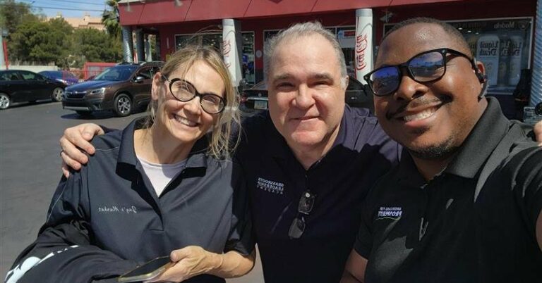 Americans for Prosperity-Nevada staff and activists pose for a photo at the Las Vegas True Cost of Washington Tour gas station event to lower the cost of gas for Nevadans.