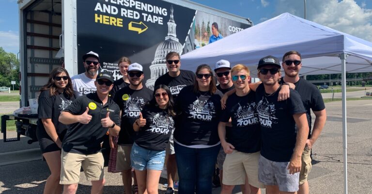 Everyday Americans have been telling AFP staff how inflation is affecting their families. They've been doing this at True Cost of Washington food and gas rollback events where AFP staff, like these activists from Louisiana, have been dropping high prices caused by increasing inflation.