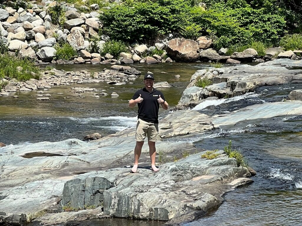 Spencer Evans enjoys a break during the True Cost of Washington Tour, where he'd been hearing from families how rising inflation was affecting them.