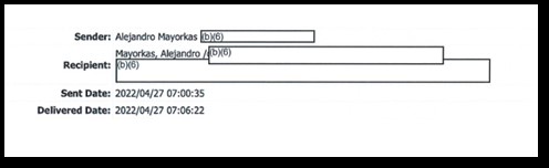 Another email suggests further exchanges between Secretary Mayorka's accounts at other times. 