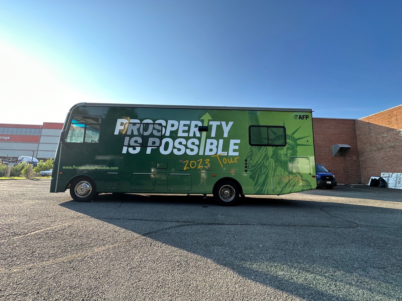 New photos of the Prosperity Is Possible tour bus as it hits the road!
