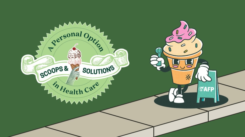 An image created to promote AFP's "Scoops and Solutions" healthcare events on Capitol Hill.