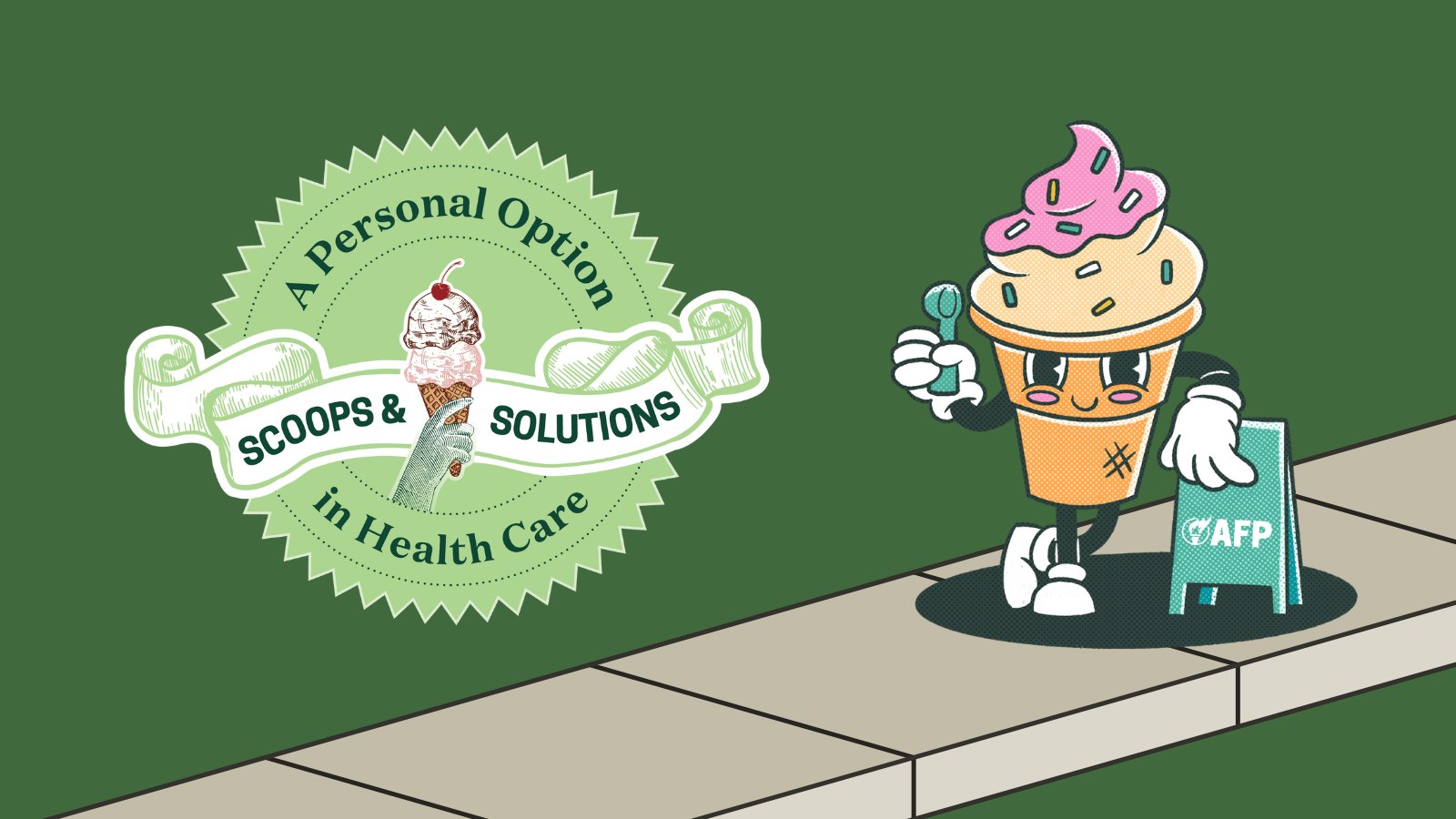 An image created to promote AFP's "Scoops and Solutions" healthcare events on Capitol Hill.
